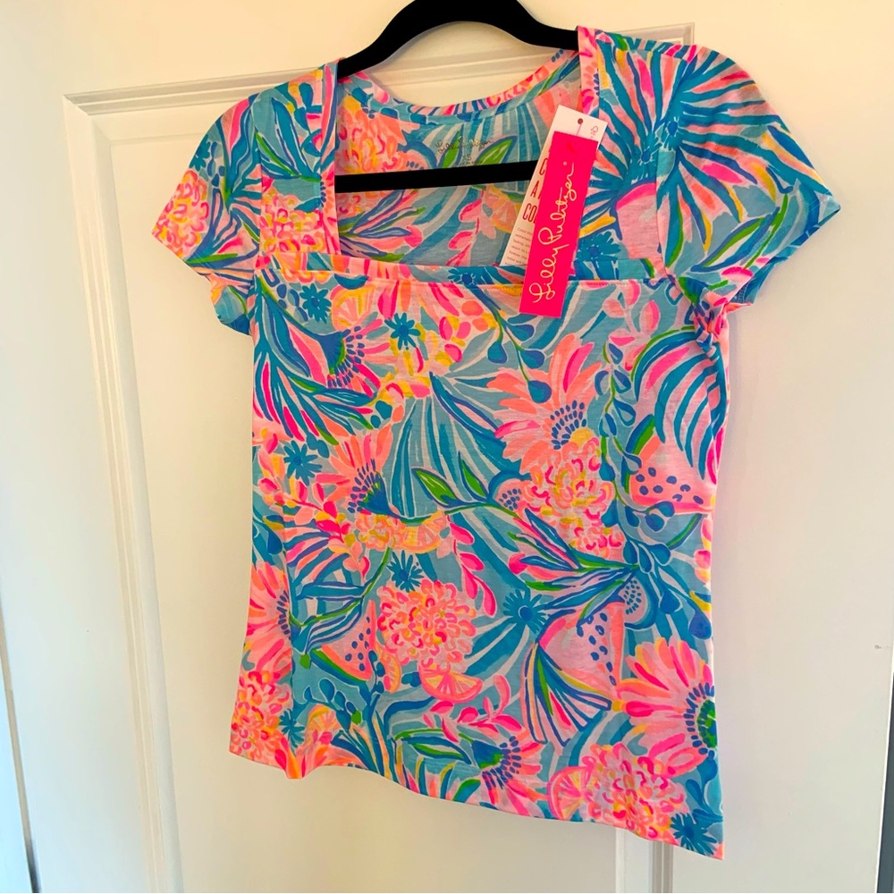 NWT Lilly Pulitzer Rexa Top - Tropical Punch neon colors - Size XS